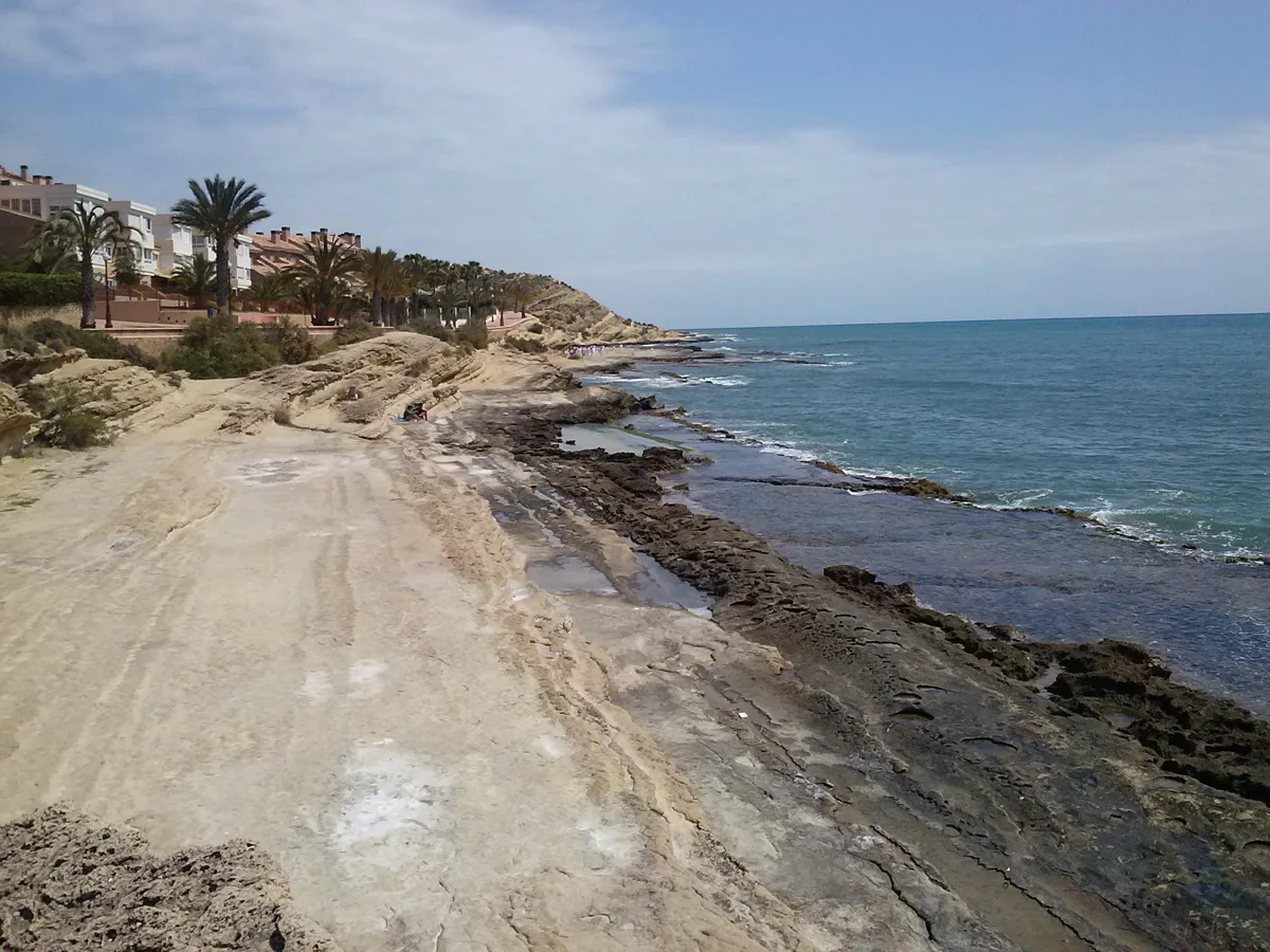 Plataformas de roca y orilla de Cala Cantalar en el Cabo de las Huertas
